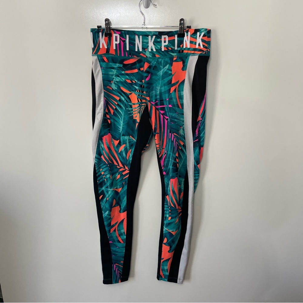 Victoria's Secret PINK Tropical Ultimate Leggings, Pink Orange Teal, size M